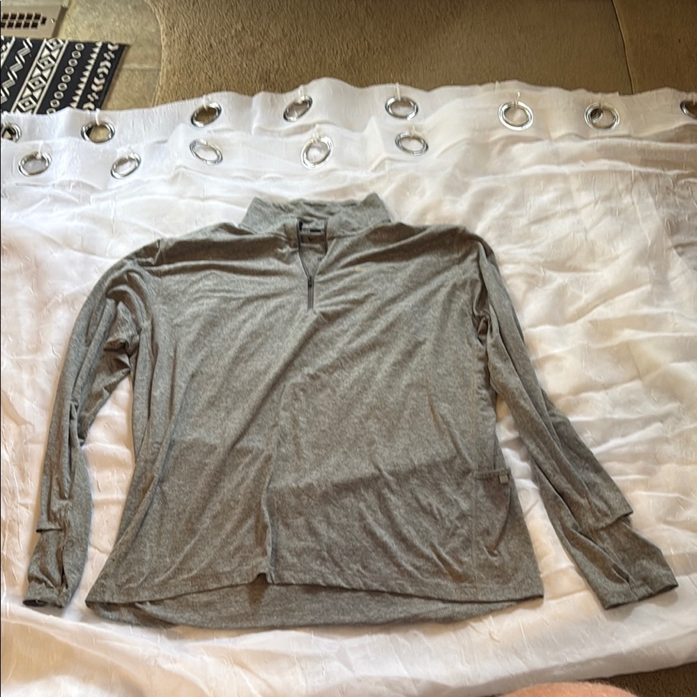 Nike Gray Fitted Long Sleeve Polo Shirt